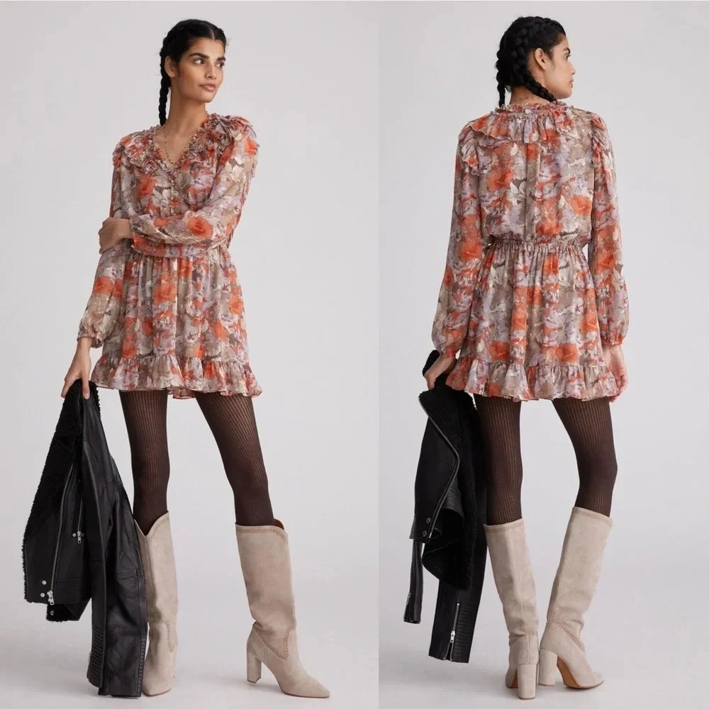 Anthropologie Ruffled Floral Mini Dress - Picture 6 of 6